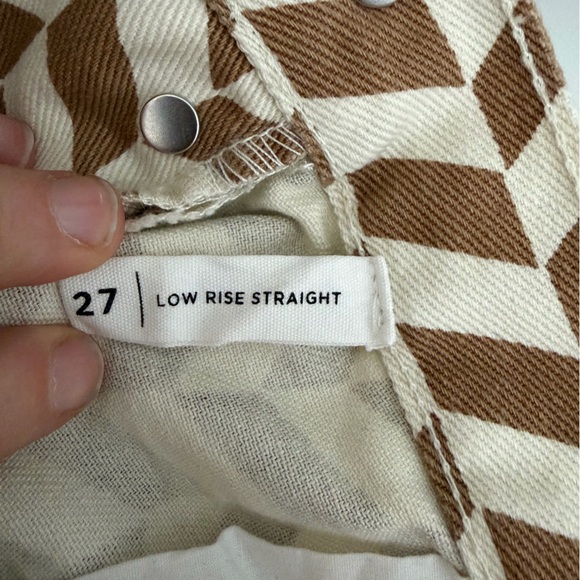 PacSun Tan and White Patterned Denim - funky pattern, straightleg with slit - 27 - Picture 9 of 9